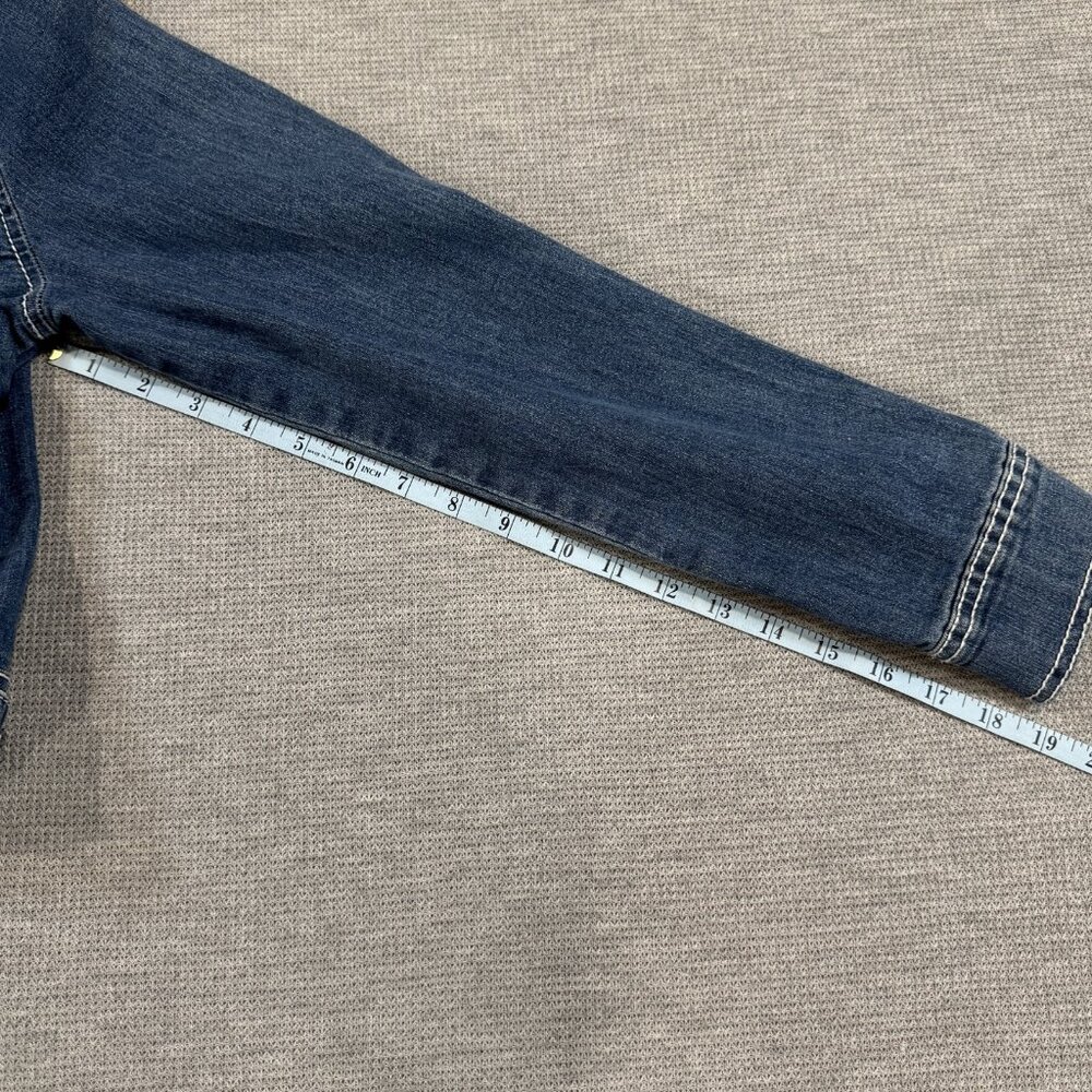 Maurices Womens Blue Denim Jean Jacket Size M Button Front Long Sleeve Pockets - Picture 12 of 14